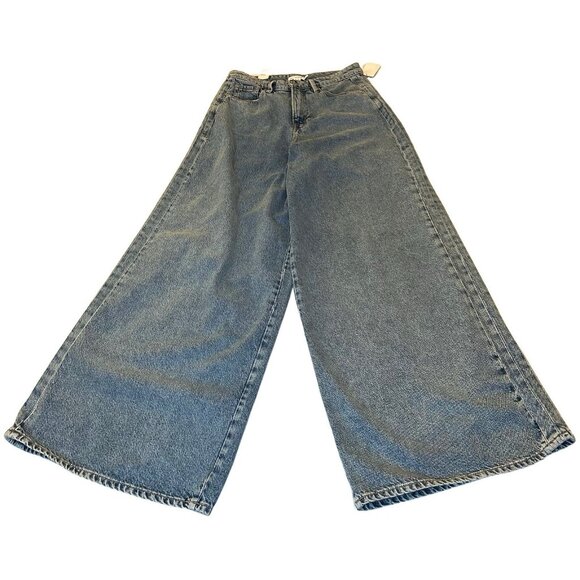 Good American Paneled Wide Leg Jeans in Indigo Palazzo 28x33 NWT - Picture 2 of 9